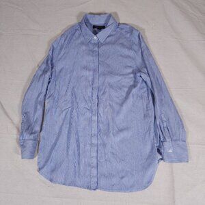 Banana Republic Parker Tunic Fit Hidden Button Shirt Womens Medium Striped